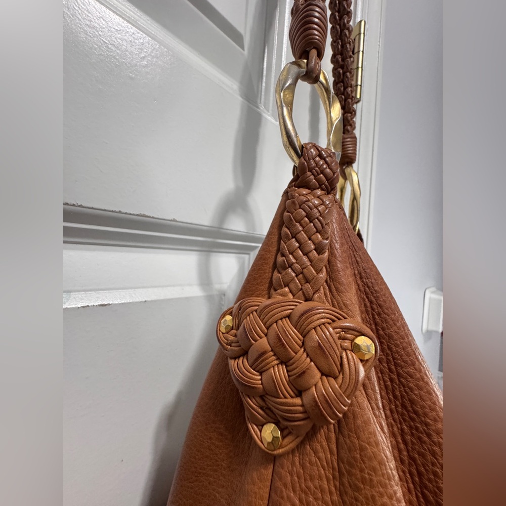 Sigrid Olsen Cognac Braided-Handle Leather Hobo - Picture 13 of 13
